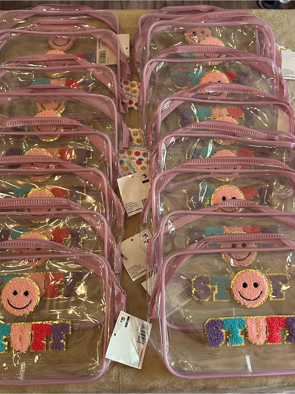 Kids Clear Purple With Patches Smile Travel Bag (SET OF 16)